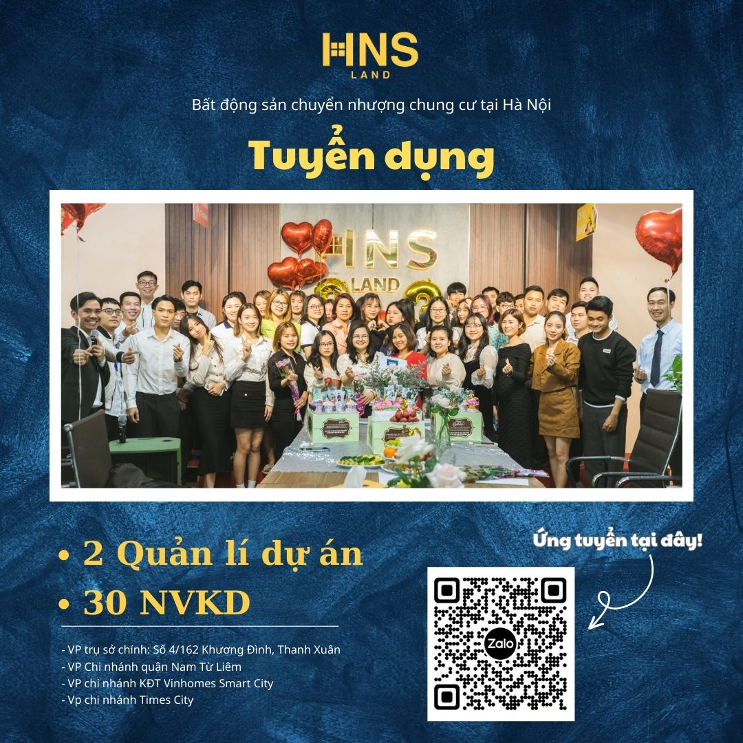 TUYỂN DỤNG THÁNG 8: HNS LAND TUYỂN 50 SALE THIỆN CHIẾN 